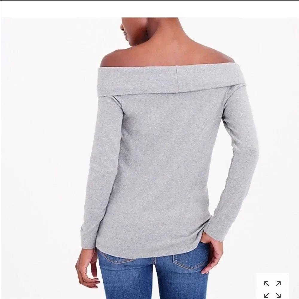 J Crew  grey off the shoulder long sleeved top
